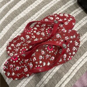 Coach Red Floral Sandals